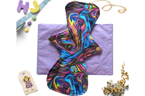 Click to order  11 inch Cloth Pad Teal and Pink Swirls now